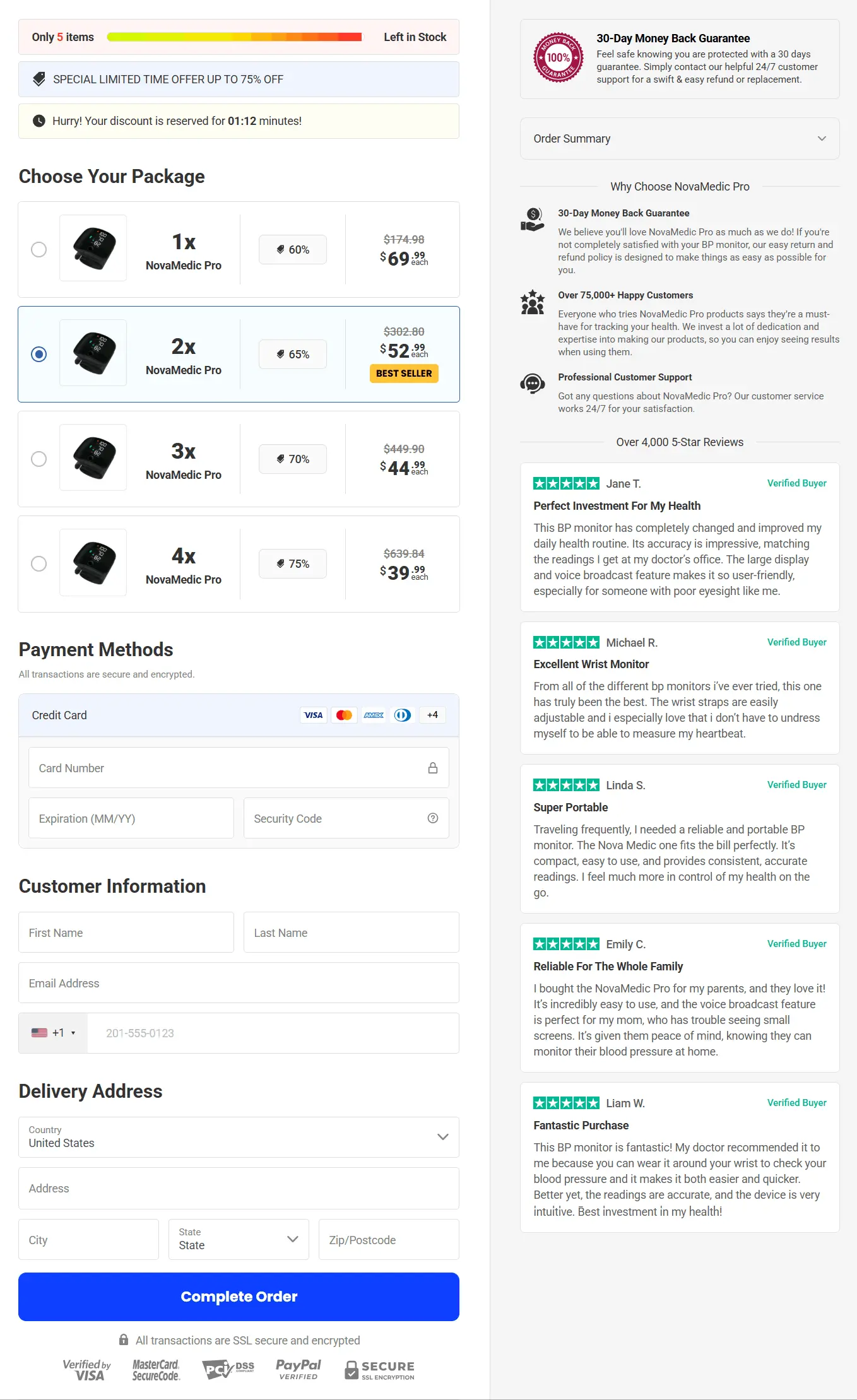 NovaMedic Pro secure checkout page